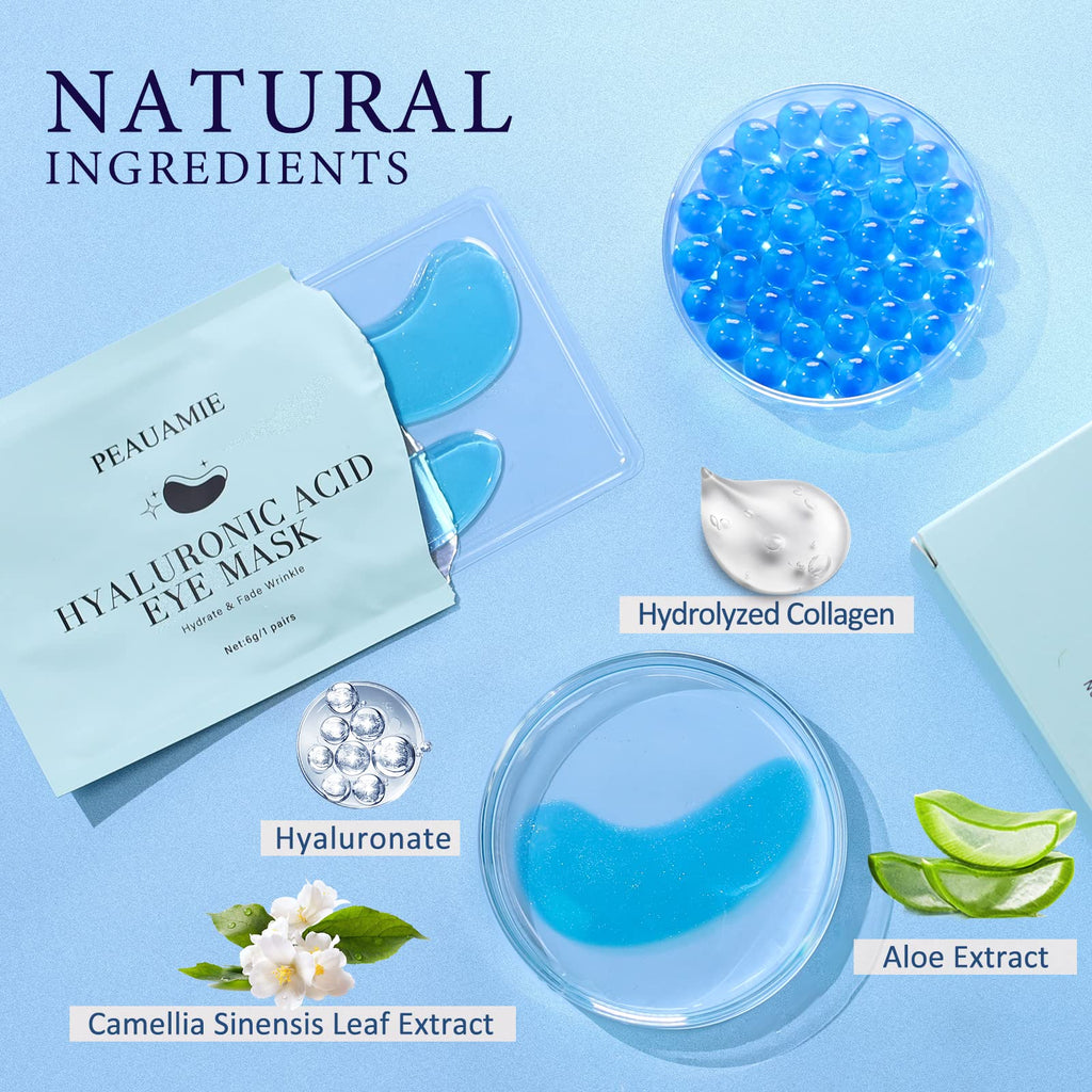 PEAUAMIE Under Eye Patches Collagen and Peptide Eye Mask for Dark Circles and Puffiness,Face Mask Skin Care Products 30 Pairs
