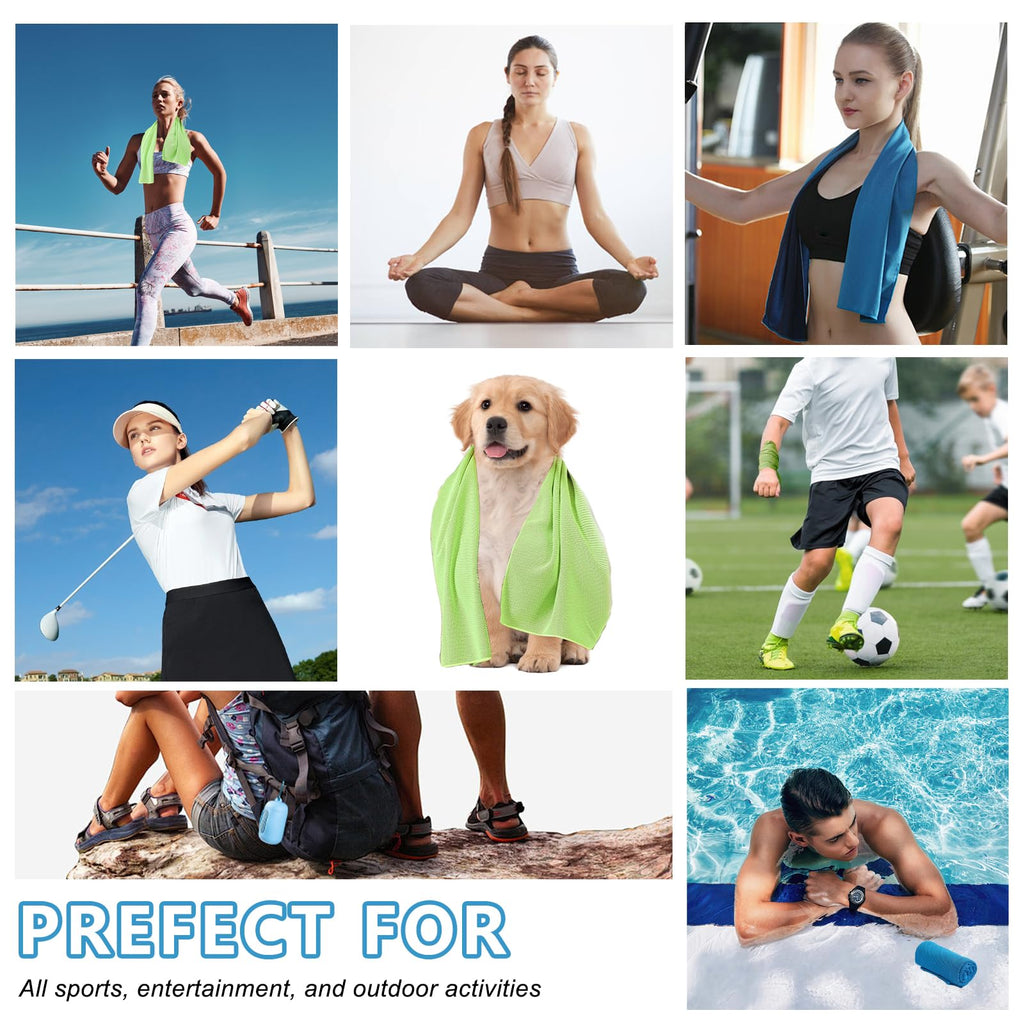 4 Pack Cooling Towels (40"x12"), Microfiber Chilly Towels Soft Breathable Gym Ice Towel for Workout, Yoga, Sport, Silicone Set Travel Sweat Towels Fast Drying Lightweight Cooling Neck Wraps
