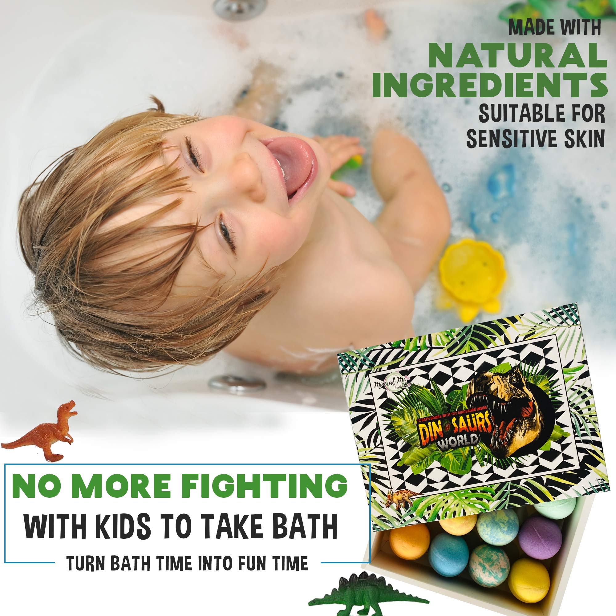 Bath Bombs for Kids with Toys Inside - Organic Bubble Bath Fizzies with Jungle Animal Toys. Gentle and Kids Friendly Spa Bath Balls, Bath Fizz Balls - Birthday Gifts for Toddlers, Boys, Girls
