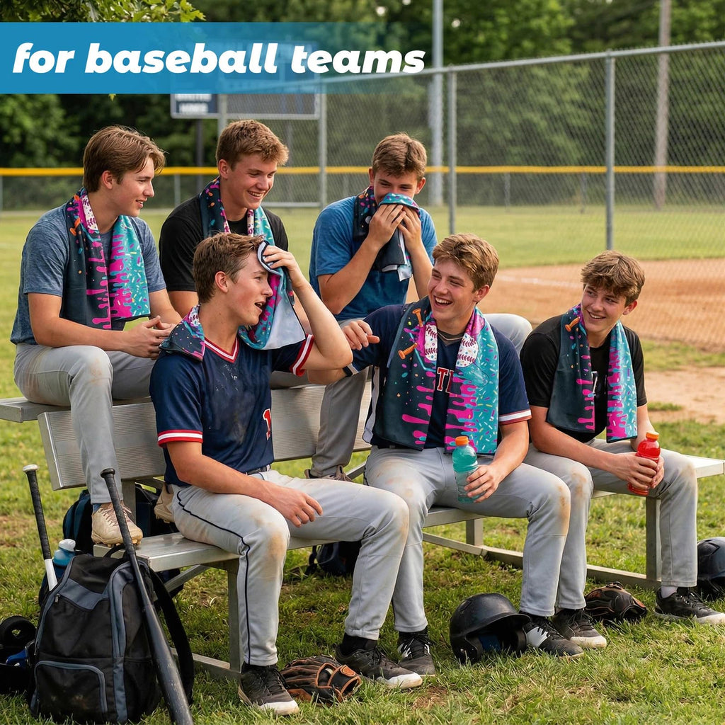 Tegeme 12 Counts Baseball Ice Cream Cooling Towels 40"x12" Sports Breathable Chilly Ice Fast Drying Towel Cool Training Sweat Rag for Coach Sport Party Favors Team Gift