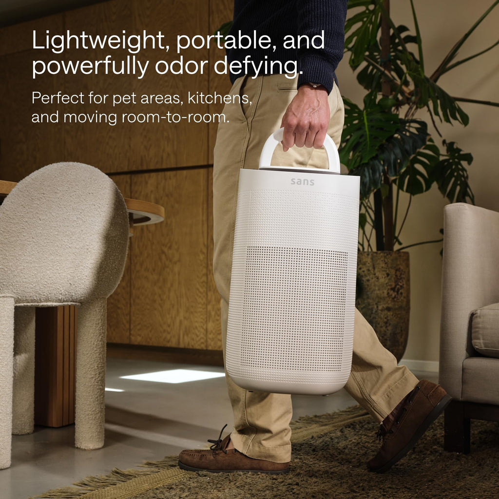 Sans True HEPA Air Purifier for Extra Large Rooms (1,854 sq ft) | UV-C Light Layer & Carbon Odor Absorption | Quiet 25dB Auto-Mode, Captures Smoke, Dust & Allergens (White)