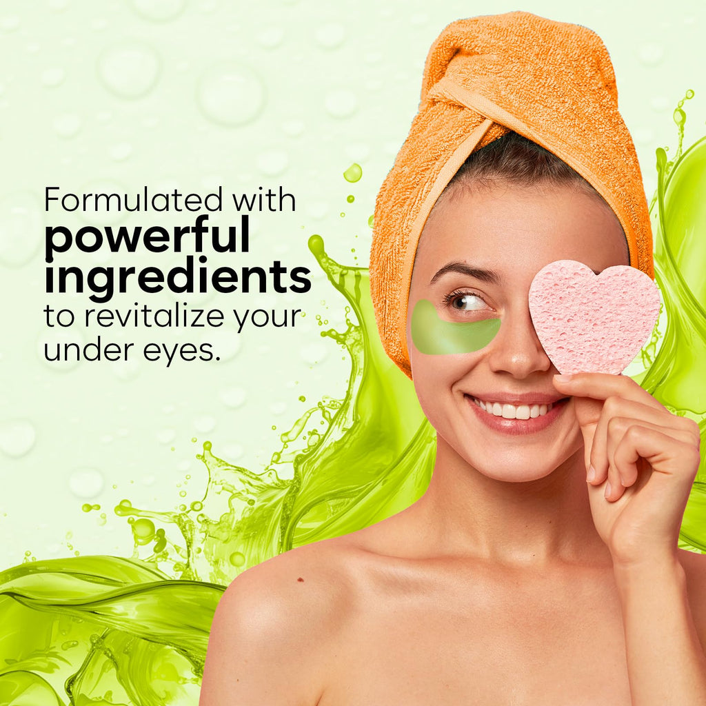 BLOOMORA Green Tea Under Eye Patches (30 Pairs), Cooling Eye Mask for Puffy Eyes & Dark Circles, Soothing & Hydrating Gel Pads, Revitalizing Under Eye Care & Skincare Gifts for Women