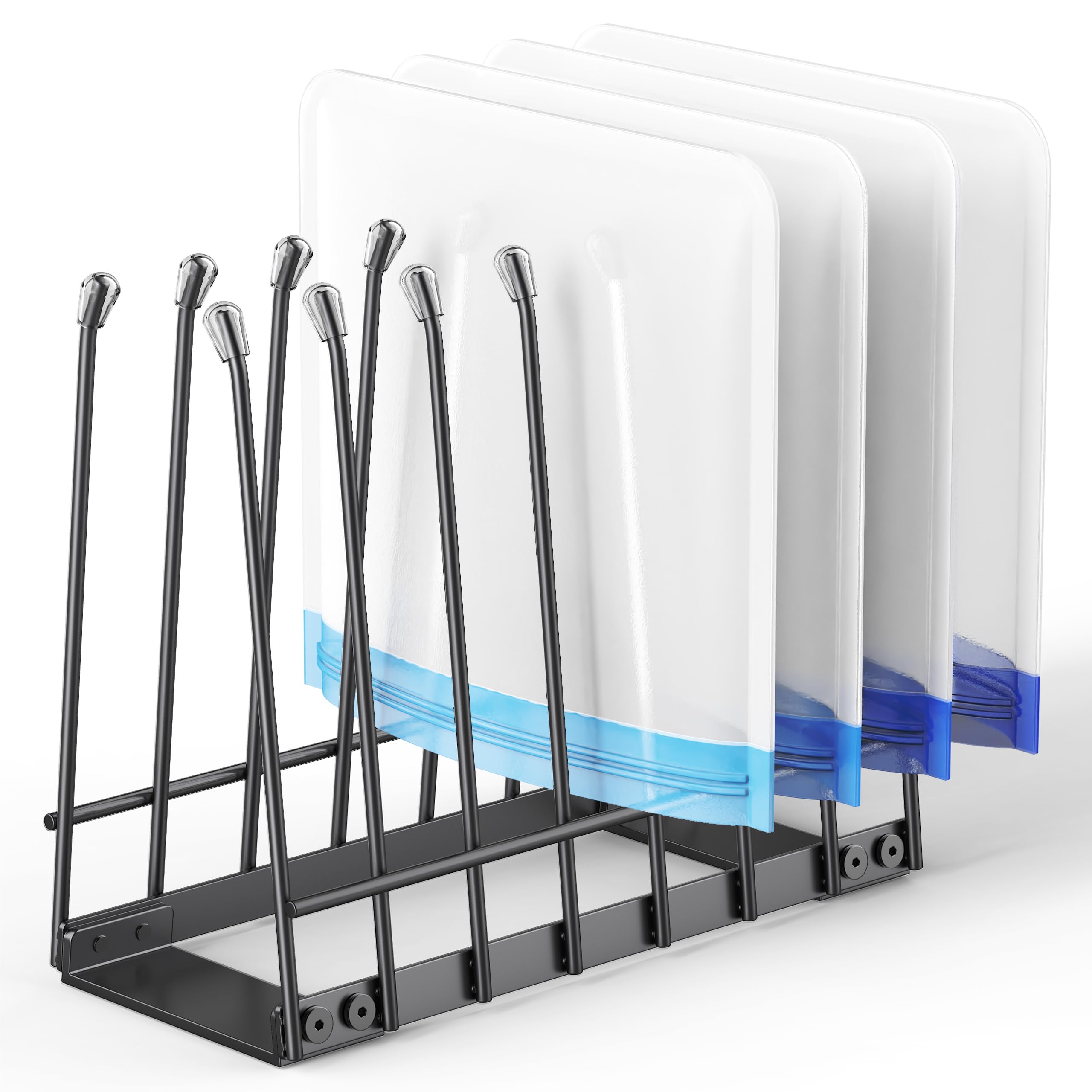 Reusable Bag Drying Rack, Foldable Metal Stand for Reusable Ziplock & Silicone Storage Bags, Rustproof Kitchen Dryer, Silver