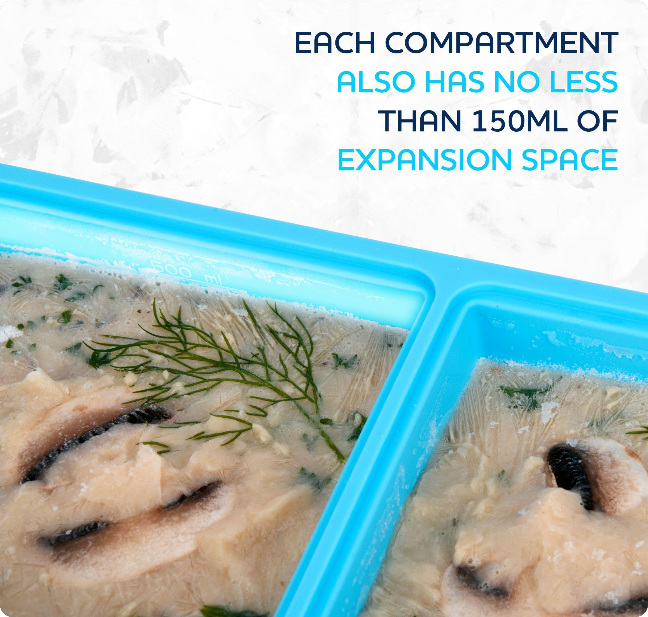 ZIP STANDING Silicone Freezer Trays with Lid,1-cup Soup Freezer Container large Ice Cube Molds with Reinforced Steel Ring Top for freezing Soup Sauce Broth Leftovers oven Dishwasher -Safe(2-Pack)