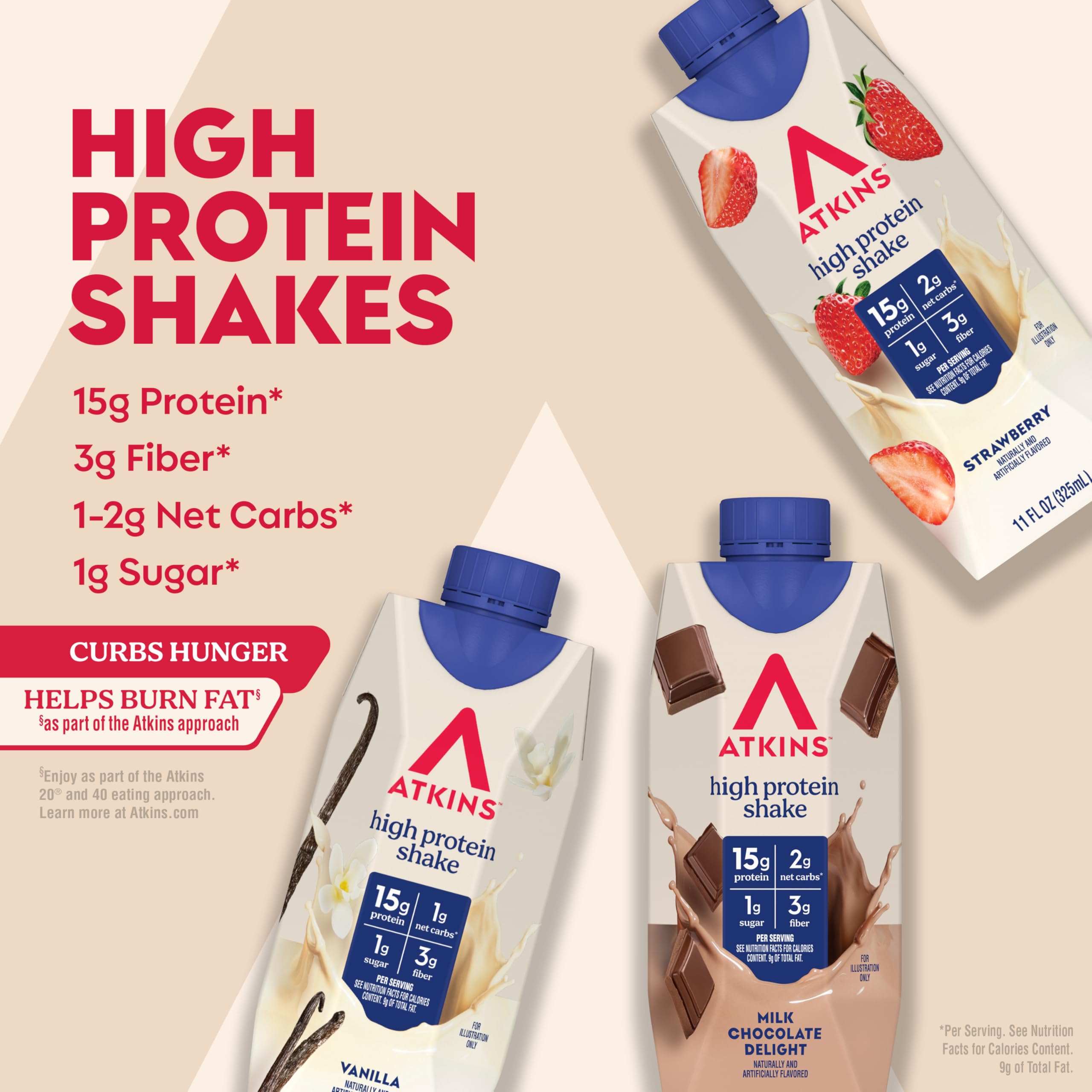 Atkins Chocolate Banana Protein-Rich Shake. With B Vitamins and Protein. Made with Real Fruit. Keto-Friendly and Gluten Free, 11 Fl Oz (Pack of 12)