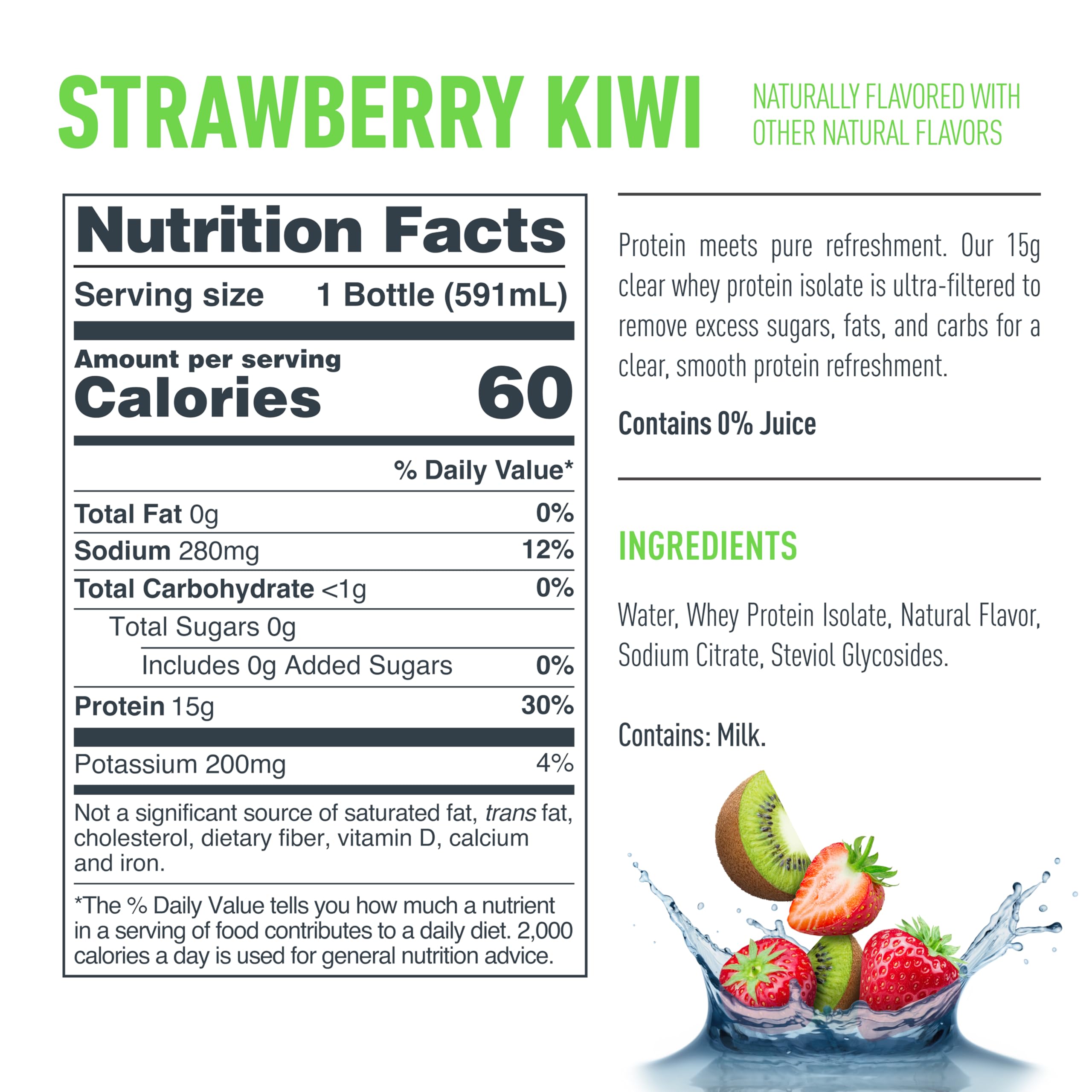 Isopure Clear Whey Isolate Protein Powder, Lactose Free, Gluten Free, Naturally Flavored, Watermelon Lime, 20g Protein Per Serving, 14.1 Oz, 16 Servings (Packaging May Vary)