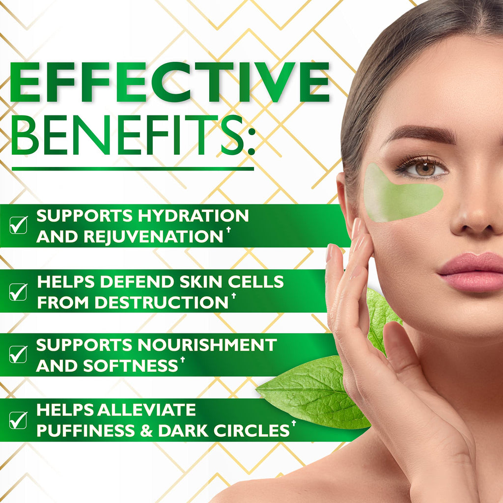 Under Eye Mask for Puffy Eyes, Dark Circles, Eye Bags, Puffiness, Wrinkles with Collagen - Hydrating - Green Tea Skincare - Anti-Aging Eye Patch Treatment Masks - 60 Under Eye Gel Pads