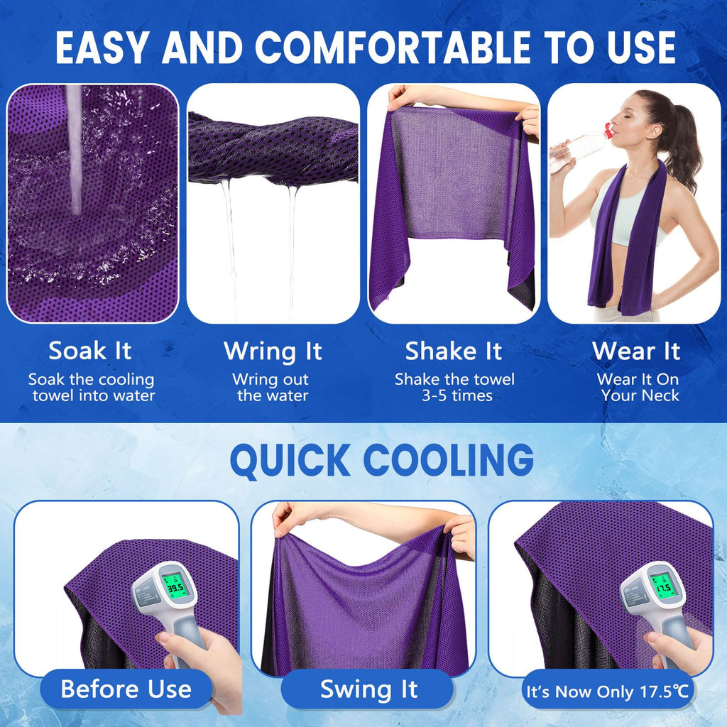 Hosuly 6 Pack Cooling Towels 40"x12" Ice Towel Cooling Neck Wraps Soft Breathable Chilly Stay Cool in Summer for Sports Yoga Golf Gym Activities(Black)