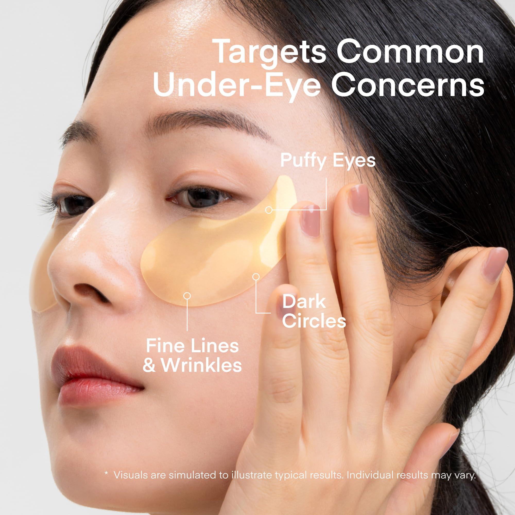 TEREZ & HONOR Peptide Collagen Under Eye Patches - 60 Korean Firming, Glowing & Hydrating Hydrogel Mask for Puffy Eyes, Dark Circles, Wrinkles, Fine Lines, Undereye Bags - Anti-Aging Eye Gel Pads