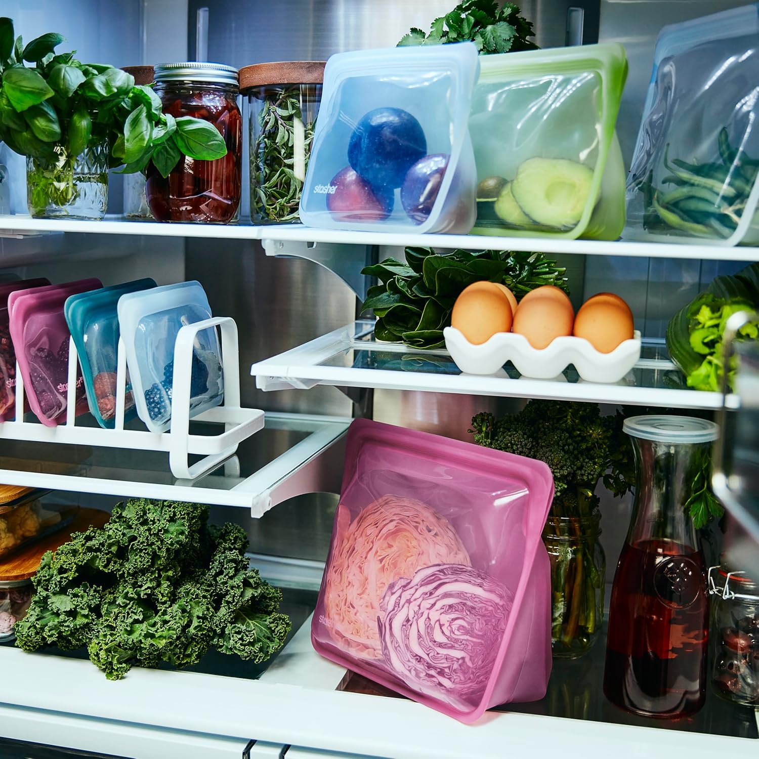 Stasher Silicone Reusable Storage Bag, Stand-Up Mega Bag, Reusable Freezer Bags, Microwave, Dishwasher, Oven Safe, Sous Vide, Premium Lunch Container, Eco Friendly, Food Storage Bags, 104 oz, Green | Reusable Food Bag