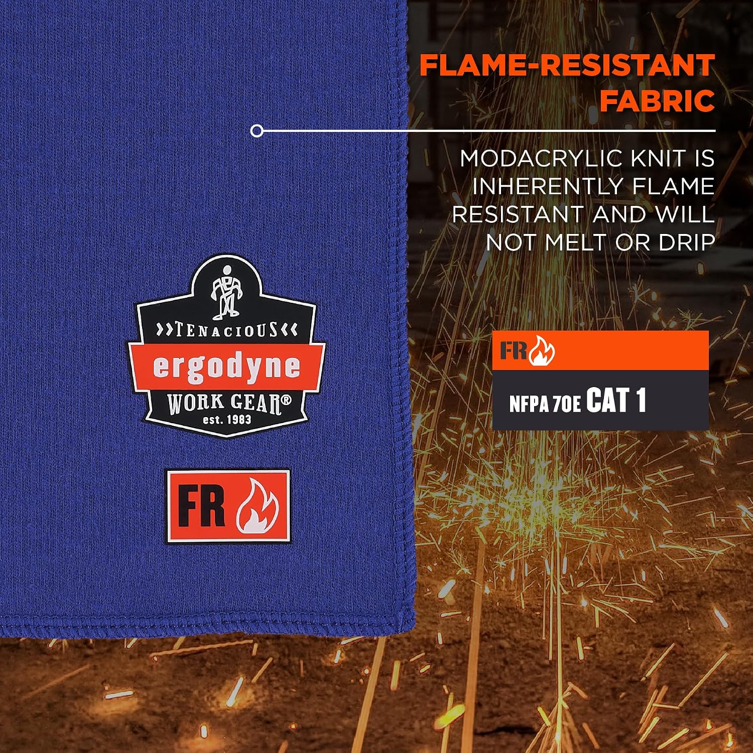 Ergodyne Chill-Its 6606FR Cooling FR Towel, Fire Resistant Modacrylic Knit, Flame Resistant Cooling