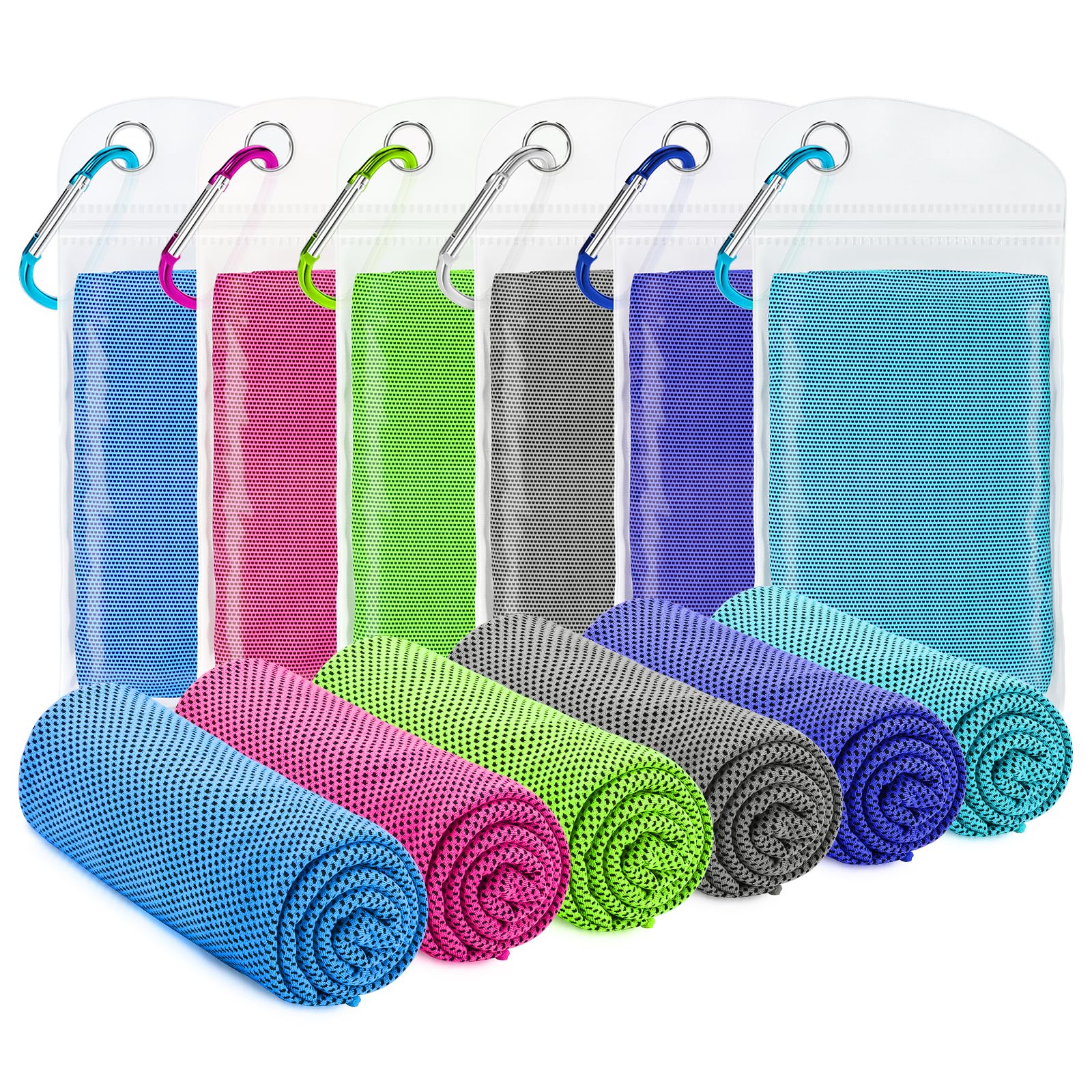Amgico 10 Pack Cooling Towel(40"x12") for Neck and face, Ice Towel, Soft Breathable Towels, Cooling Rags for Yoga, Sport, Running, Workout, Gym, Camping, Fitness, Workout & More