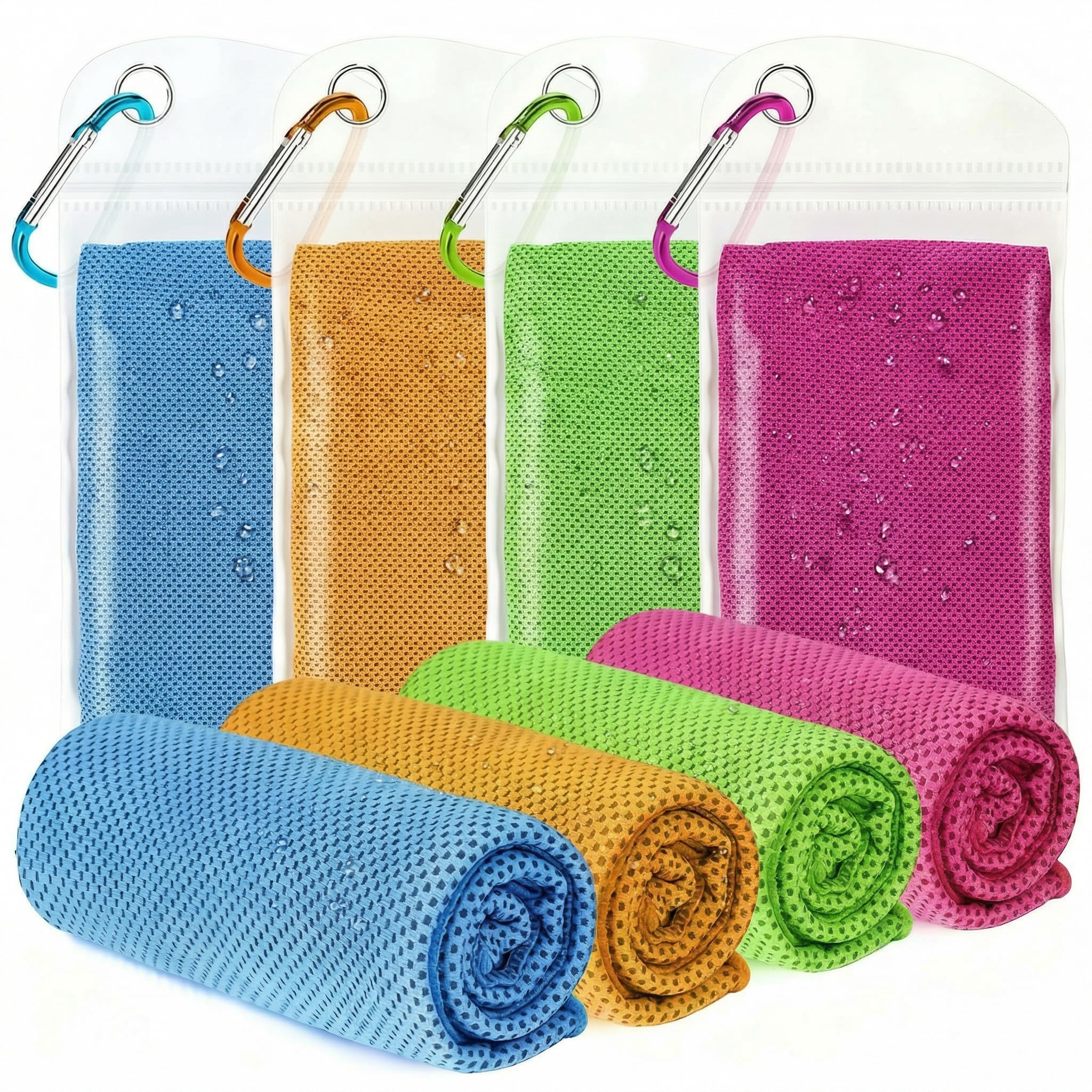 4 Packs Cooling Towels for Neck and Face(40"x 12"), Cool Sweat Towels for Hot Weather, Cooling Towels for Athletes, Lightweight Soft Breathable Towels for Yoga, Sport, Workout, Running, Gym, Camping