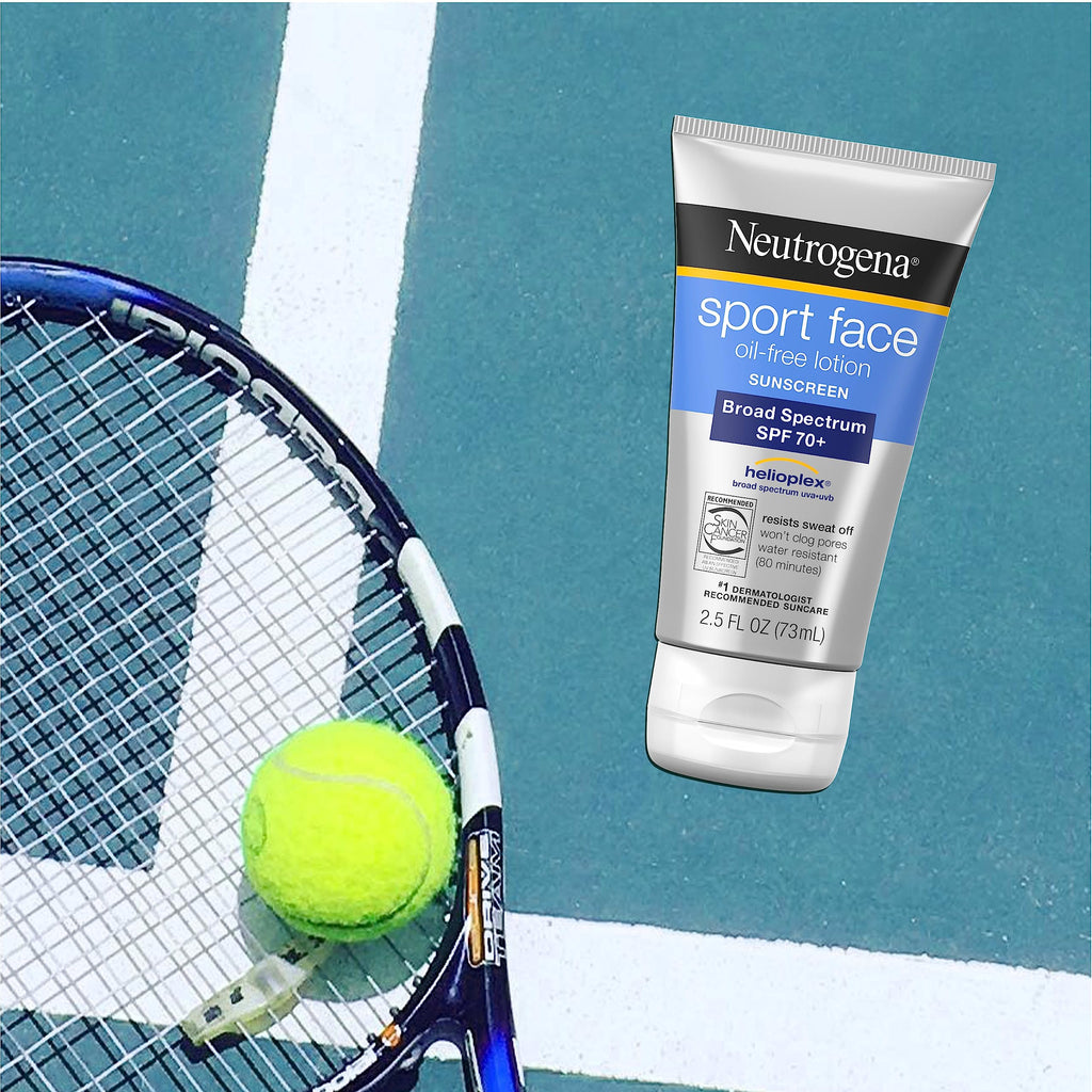 Neutrogena, Sport Face Sunscreen SPF 70+, Oil-Free, Sweat and Water-Resistant, Broad-Spectrum UVA/UVB, 2.5 Fl Oz