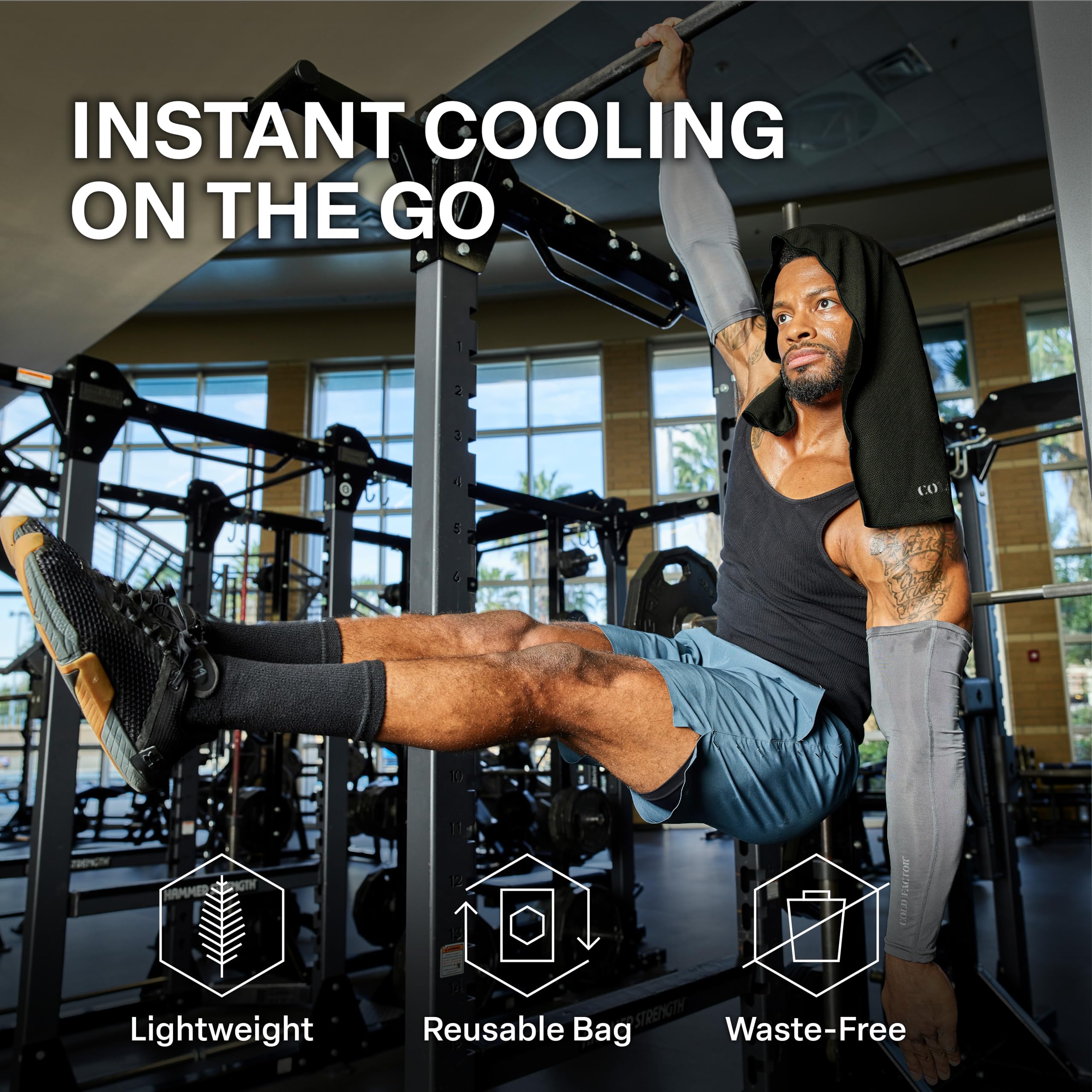 COLD FACTOR Instant Cooling Hoodie Towel – Advanced Chemical-Free Evaporative Cooling Technology – UPF 50+, 2+ Hours Cooling