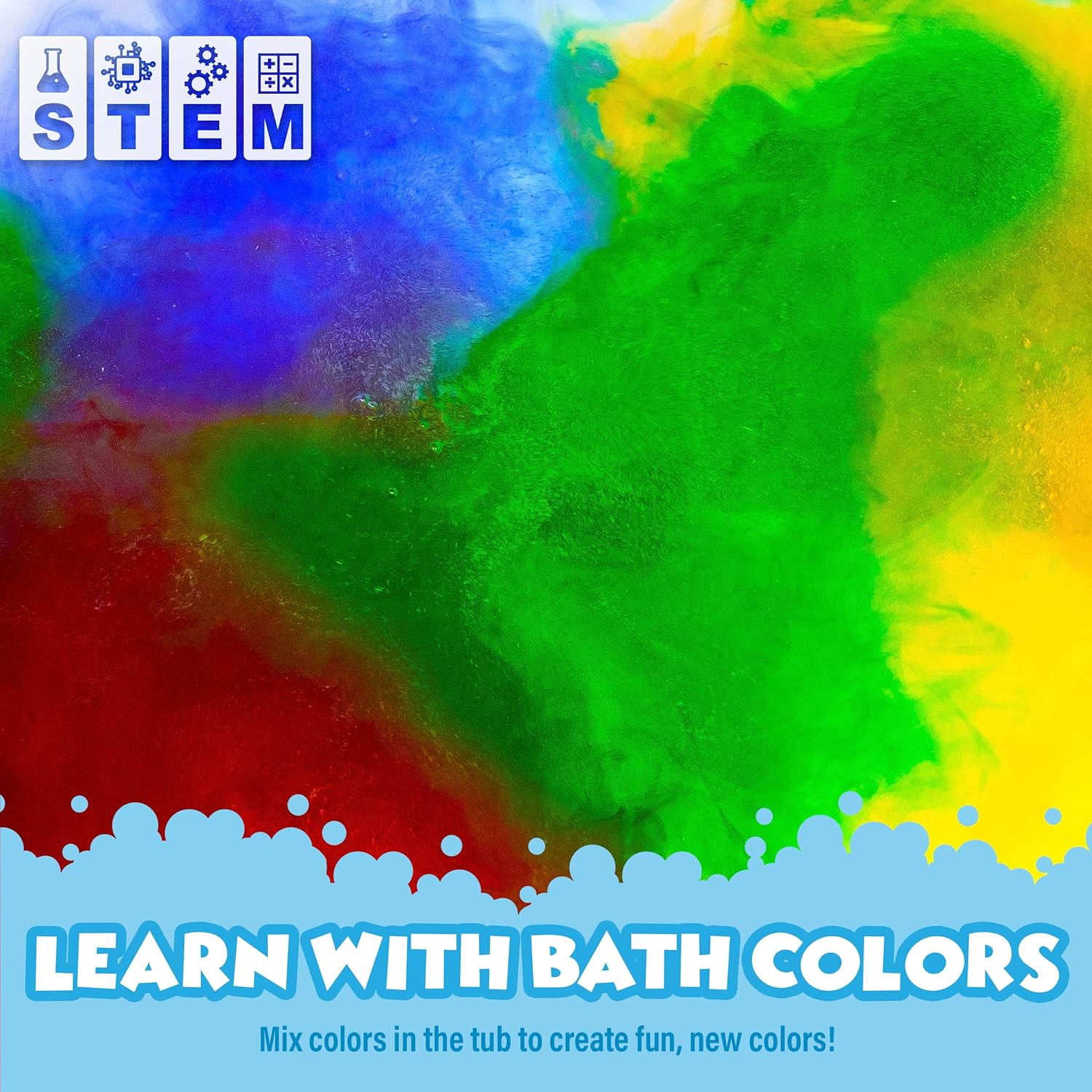 Tub Works® Bath Color Fizzies®, 150 Count, 3 Pack | Nontoxic & Fragrance-Free | Color Bath Drops Create Fun Bath Colors | Bath Color Tablets in 7 Colors for Variety | Bath Bombs for Kids Bath