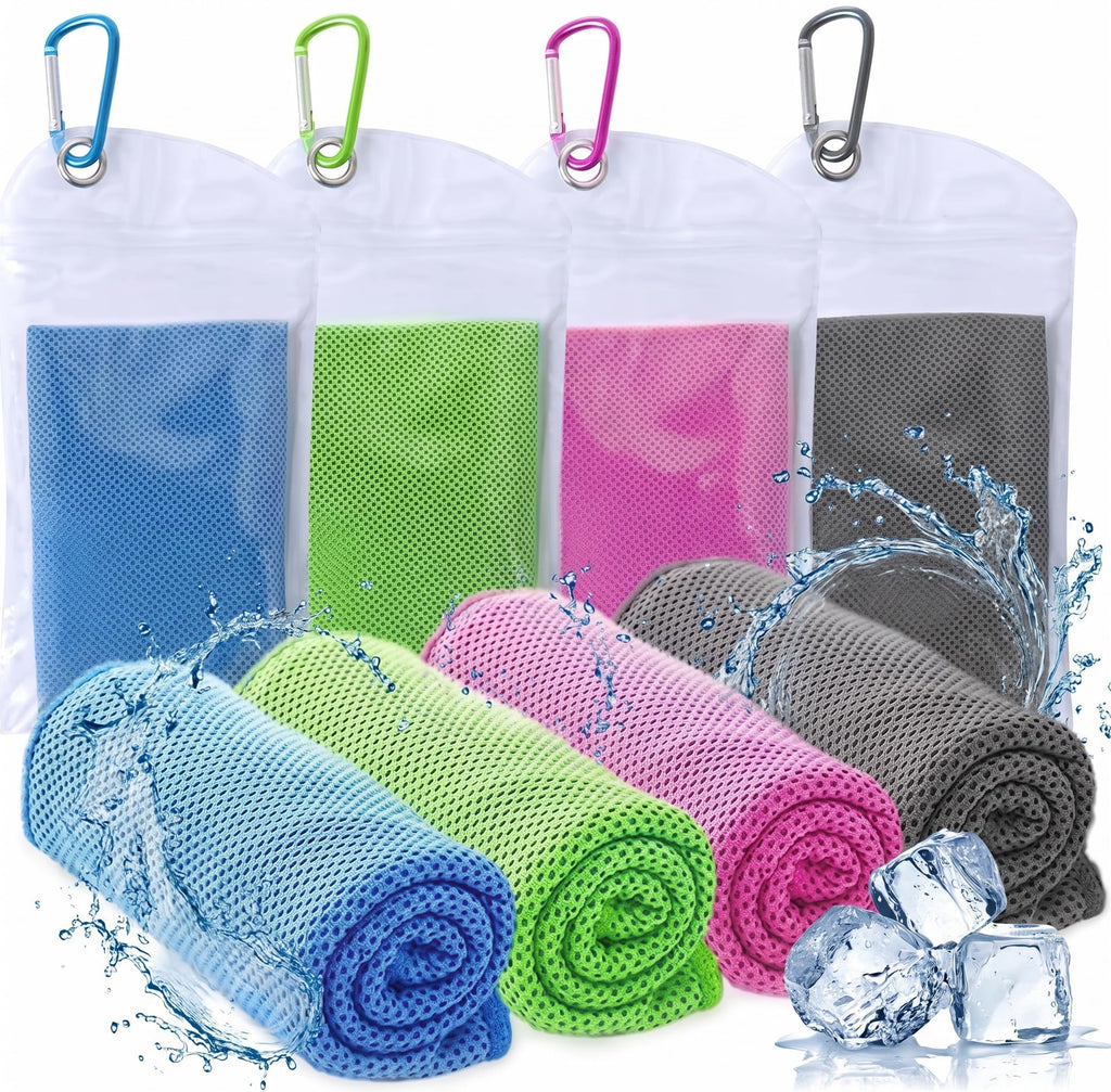 4 Packs Cooling Towels for Neck and Face(40"x 12"), Cool Sweat Towels for Hot Weather, Cooling Towels for Athletes, Lightweight Soft Breathable Towels for Yoga, Sport, Workout, Running, Gym, Camping