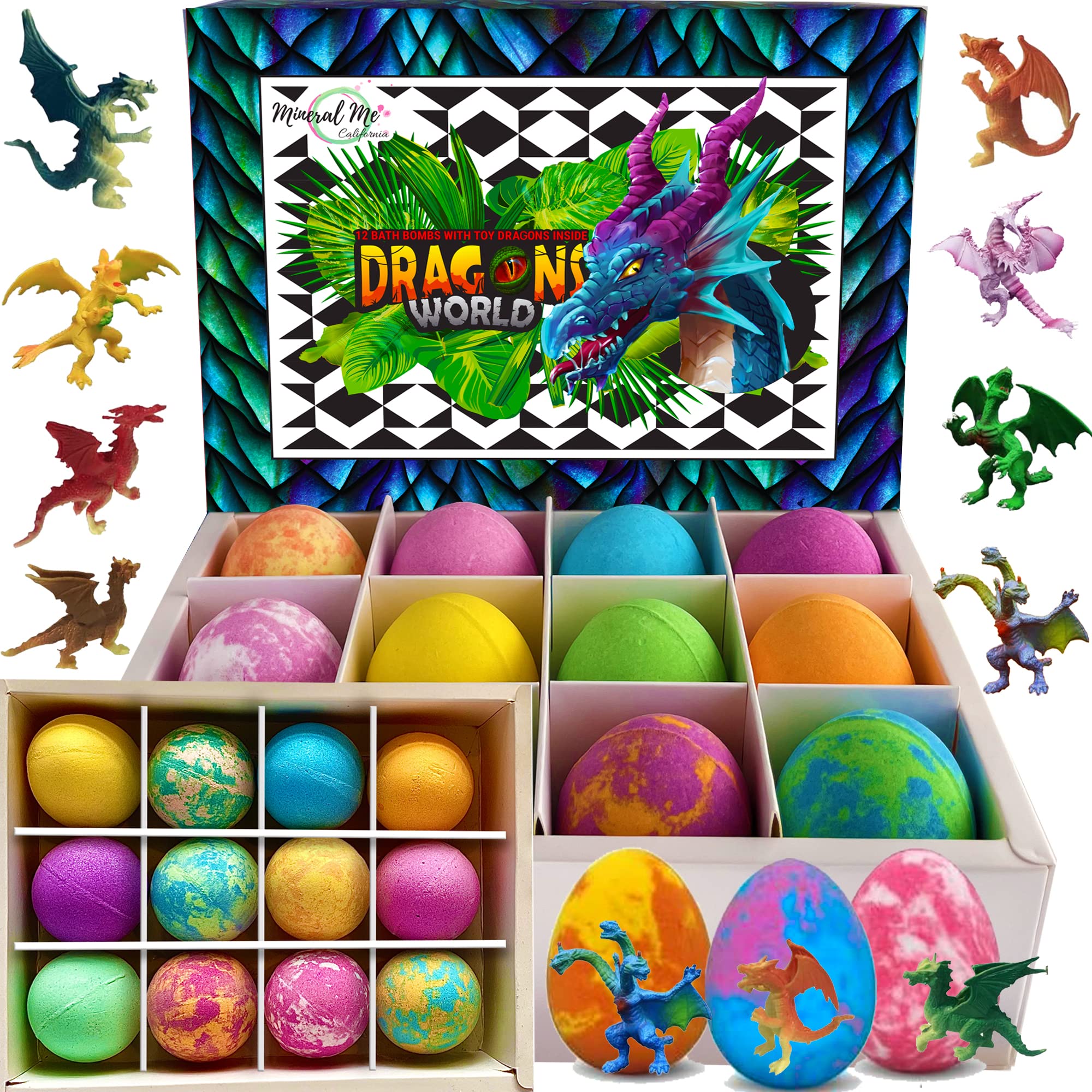 Bath Bombs for Kids with Toys Inside - Organic Bubble Bath Fizzies with Jungle Animal Toys. Gentle and Kids Friendly Spa Bath Balls, Bath Fizz Balls - Birthday Gifts for Toddlers, Boys, Girls