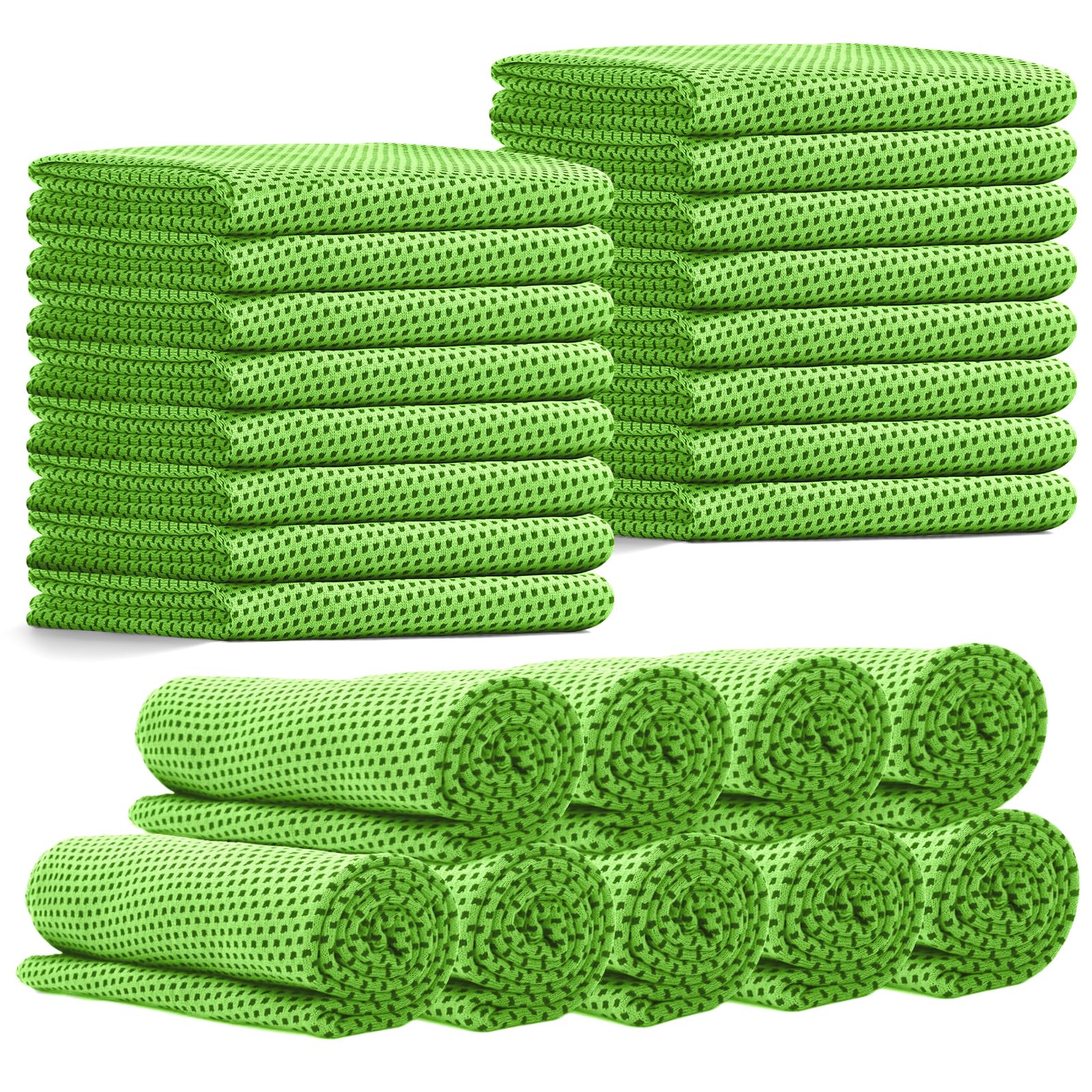 24 Pack Cooling Towels Bulk for Neck and Face 40"x12" Ice Cooling Sweat Rags Microfiber Soft Breathable Soft Chilly Towel for Yoga Golf Sport Running