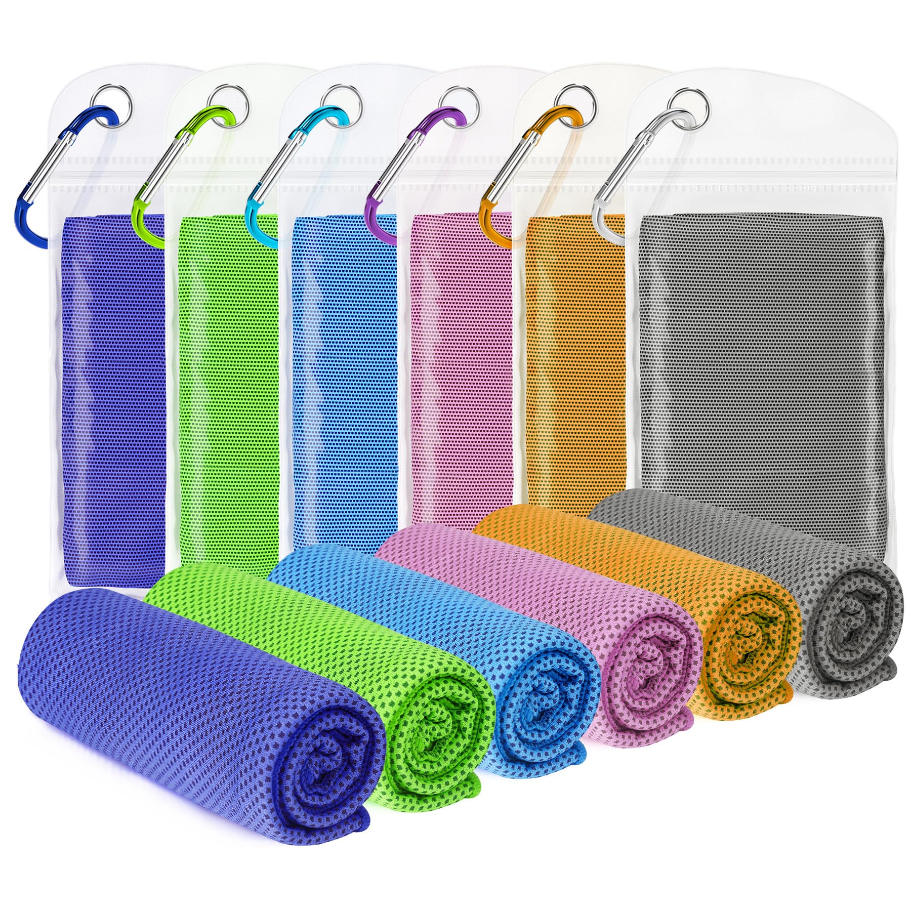 Amgico 10 Pack Cooling Towel(40"x12") for Neck and face, Ice Towel, Soft Breathable Towels, Cooling Rags for Yoga, Sport, Running, Workout, Gym, Camping, Fitness, Workout & More