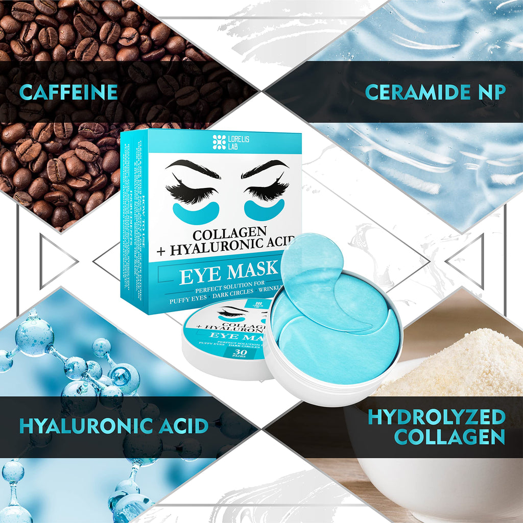 Under Eye Mask for Puffy Eyes, Dark Circles, Eye Bags, Puffiness, Wrinkles with Collagen - Hydrating - Green Tea Skincare - Anti-Aging Eye Patch Treatment Masks - 60 Under Eye Gel Pads