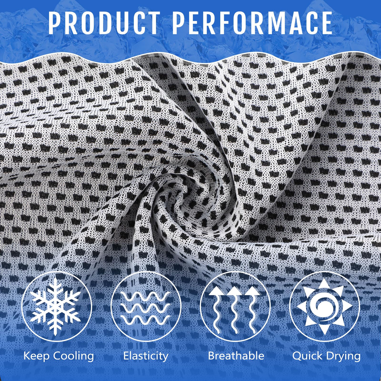 Hosuly 6 Pack Cooling Towels 40"x12" Ice Towel Cooling Neck Wraps Soft Breathable Chilly Stay Cool in Summer for Sports Yoga Golf Gym Activities(Black)