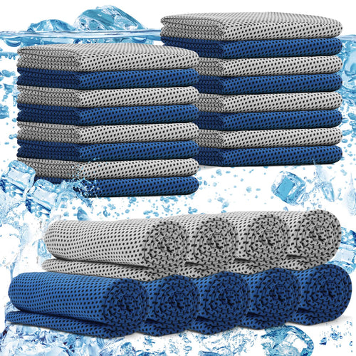 24 Pack Cooling Towels Bulk for Neck and Face 40"x12" Ice Cooling Sweat Rags Microfiber Soft Breathable Soft Chilly Towel for Yoga Golf Sport Running