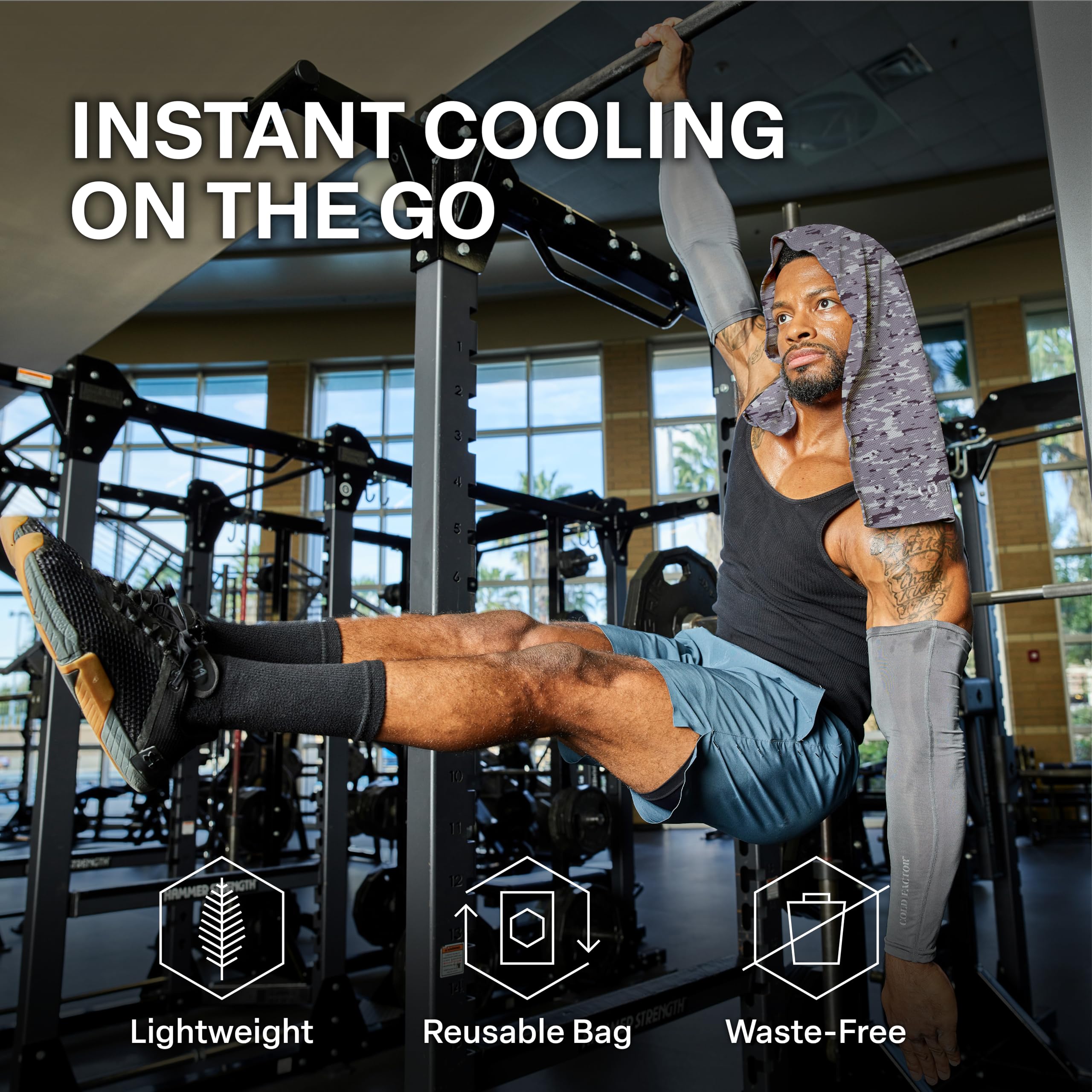 COLD FACTOR Instant Cooling Hoodie Towel – Advanced Chemical-Free Evaporative Cooling Technology – UPF 50+, 2+ Hours Cooling