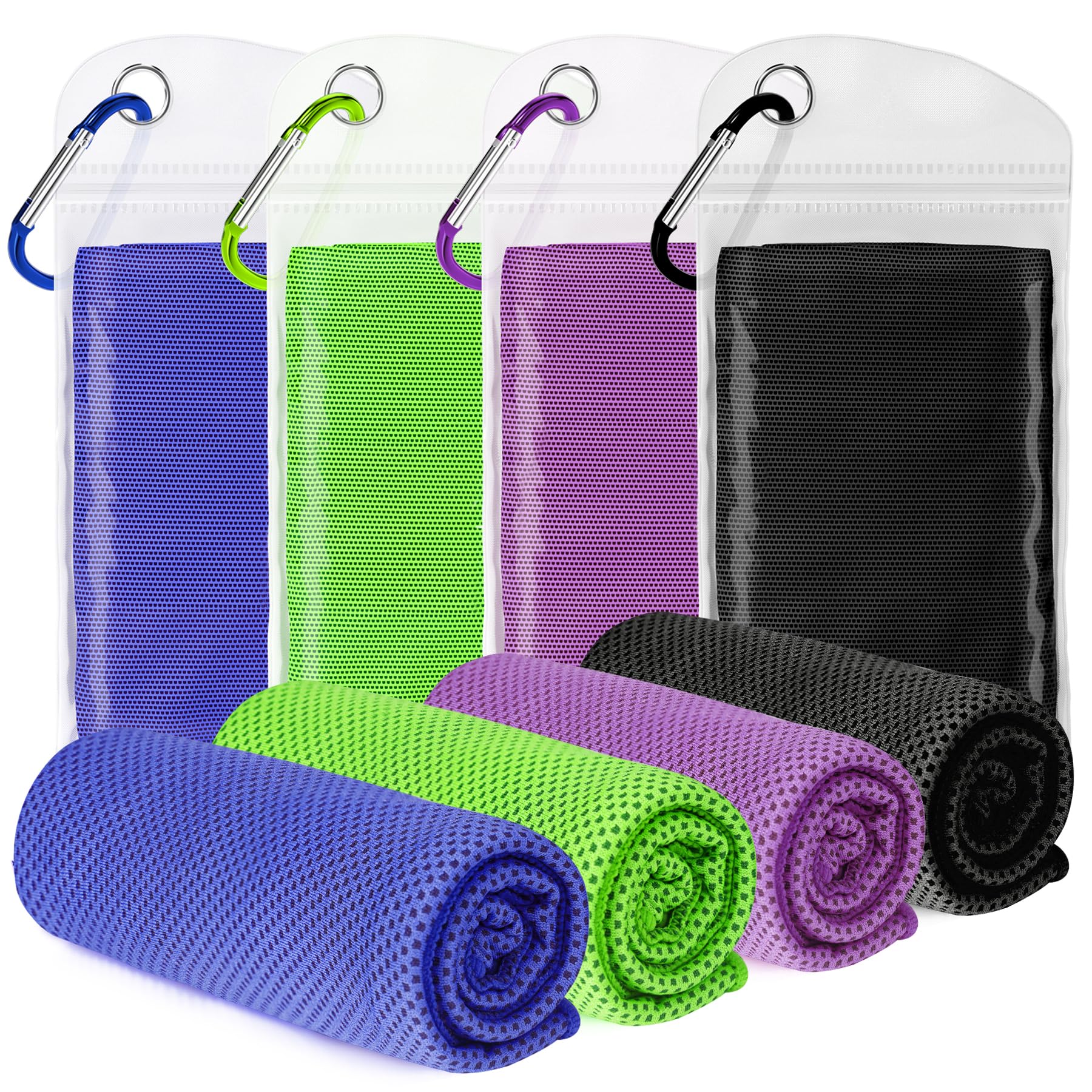 4 Pack Cooling Towels for Neck and Face(40"x12"), Cooling Neck Wraps, Ice Towel for Hot Weather, Soft Breathable Gym Towel, Cool Towel for Workout, Camping, Yoga, Sport, Running